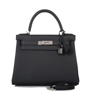 Hermès Kelly Retourne 28 Black Togo Palladium Hardware