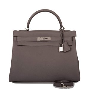 Hermès Kelly Retourne 32 Etain Togo Palladium Hardware