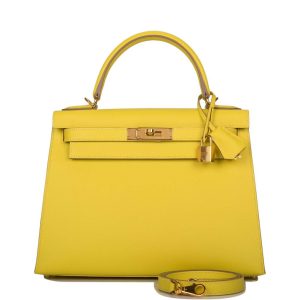 Hermès Kelly 28 Lime Epsom Sellier Gold Hardware