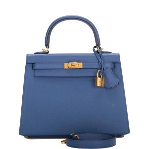 Hermès Kelly 25 Bleu Brighton Epsom Sellier Gold Hardware