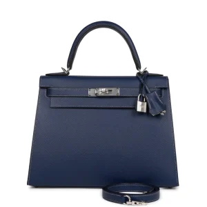 Hermès Kelly HSS Sellier 28 Bleu Indigo Epsom Palladium Hardware
