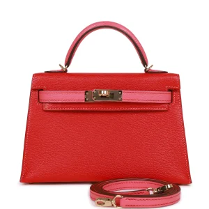 Hermès Kelly Sellier 20 HSS Rouge de Coeur and Rose Lipstick Chevre Permabrass Hardware