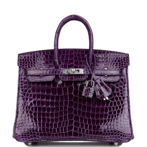 Hermès Birkin 30 Cassis Shiny Porosus Crocodile Palladium Hardware