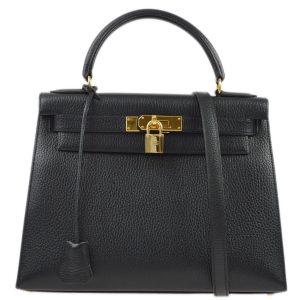 Hermès Kelly 28 Black 89 Ardennes