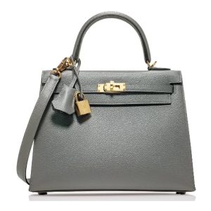 Hermès Kelly Sellier 25 Gris Meyer 0L Epsom B