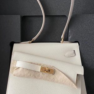 Hermès Kelly En Desordre & Sellier Craie  10 Epsom B