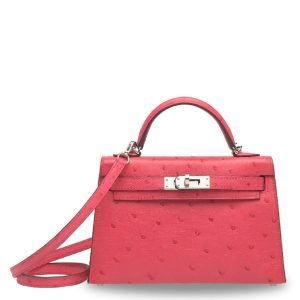 Hermès Kelly  20 Rose Tyrien E5 Ostrich U
