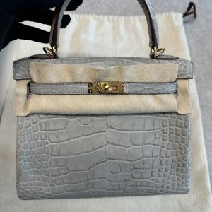 Hermès Kelly HSS 25 Gris Pearl 80, Rose Mexico 0D Alligator Matt U