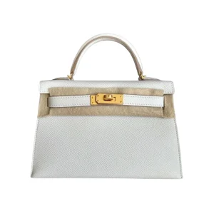 Hermès Kelly Sellier 20 Gris Pale M4 Epsom B
