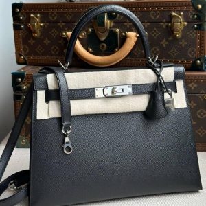Hermès Kelly Sellier 28 Black 89 Epsom C