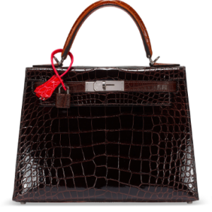 Hermès Kelly Tricolor 28 Ebene  46, Macassar 3S, Rose Extreme I6 Alligator Shiny Y