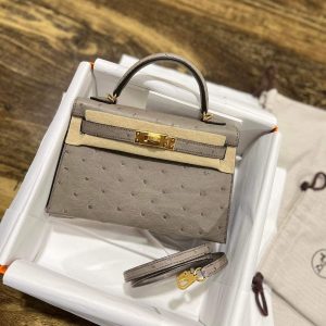 Hermès Kelly  20 Gris Tourterelle 81 Ostrich B