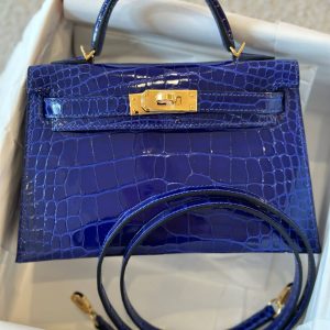 Hermès Kelly  20 Blue Electric 7T Alligator Shiny W