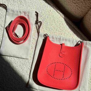 Hermès Evelyne  Mini Rose Texas 0E Clemence B