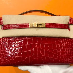 Hermès Kelly Pochette Braise 95 Alligator Shiny 2024