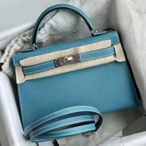 Hermès Kelly Sellier 20 Blue Jean  75 Epsom B