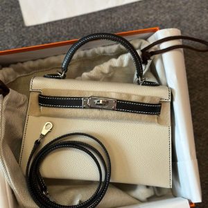 Hermès Kelly Sellier & HSS & Bicolor 20 Black 89, Craie  10 Epsom W