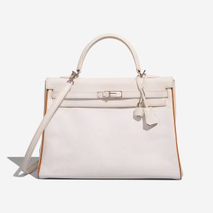 Hermès Kelly Verso 35 Toffee 1H, White 01 Epsom 2005 J