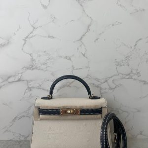 Hermès Kelly Sellier 20 Black 89, White 01 Epsom W