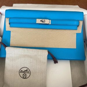 Hermès Kelly Elan Blue Frida 0F Chevre Myzore B