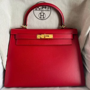 Hermès Kelly Sellier 28 Rouge Casaque Q5 Epsom C