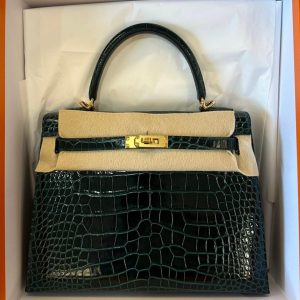 Hermès Kelly  25 Vert Cypres 6O Alligator Shiny B
