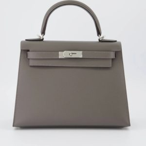 Hermès Kelly Sellier 28 Gris Meyer 0L Epsom 2024 W