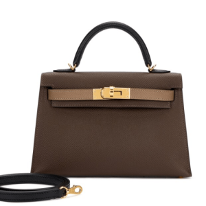 Hermès Kelly Tricolor & Sellier 20 Black 89, Ecorce  4C, Etoupe  18 Epsom 2024 B