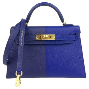 Hermès Kelly Bicolor & Sellier 20 Blue Electric 7T, Blue Saphir T7 Epsom 2022 U