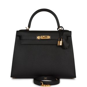 Hermès Kelly Sellier 28 Black 89 Epsom 2015 T