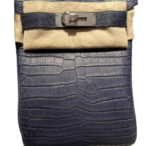Hermès Kelly Backpack PM. Blue Indigo 76 Porosus Crocodile Matt 2024 W