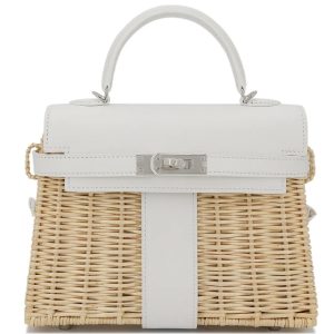 Hermès Kelly Picnic 20 New White 0U Swift, Wicker 2024 W
