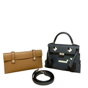 Hermès Kelly Doll Pixel & Sellier Alezan 3G, Gris Misty H0 Epsom 2024 W