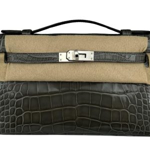 Hermès Kelly Pochette Gris Ciment 0V Alligator Shiny 2024 W