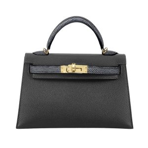 Hermès Kelly Touch 20 Black 89 Madame, Lizard 2024 W