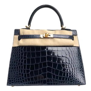 Hermès Kelly  25 Blue Baltique 8X Alligator Shiny 2017 A