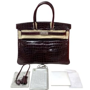 Hermès Birkin  35 Bordeaux  57 Niloticus Crocodile Shiny 2015 T