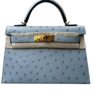 Hermès Kelly Sellier 20 Blue Glacier 8U Ostrich 2023 B