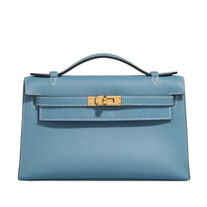 Hermès Kelly Pochette Blue Jean  75 Swift 2024 B