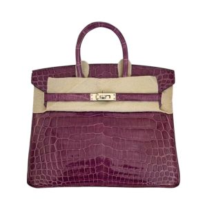 Hermès Birkin  25 Raisin 59 Niloticus Crocodile Shiny 2010 N