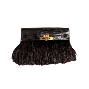 Hermès Kelly Elan Feather Black 89 Porosus Crocodile Shiny 2024 W