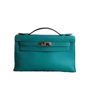 Hermès Kelly Pochette Blue Paon  7F Swift 2016 X