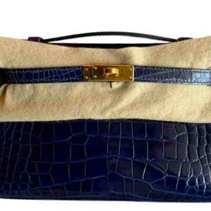 Hermès Kelly Pochette & Sellier Blue Saphir T7 Alligator Shiny 2024 W