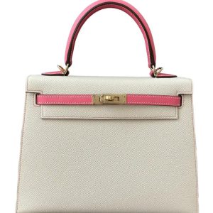 Hermès Kelly Sellier & Bicolor 28 Nata I2, Rose Azalee 8W Epsom 2018 C