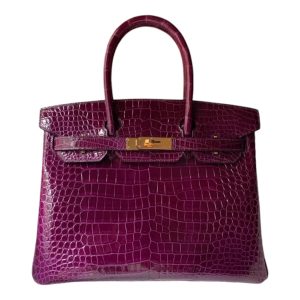 Hermès Birkin  30 Raisin 59 Porosus Crocodile Shiny 2016 X