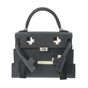 Hermès Kelly Doll Pixel Alezan 3G, Black 89, Gris Misty H0, Vert Fizz 0S Epsom 2024 W