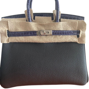 Hermès Birkin Touch & Bicolor 25 Blue Bill, Caban 3Y Togo, Niloticus Crocodile Shiny 2024 W