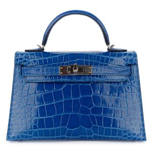 Hermès Kelly Sellier 20 Blue Zellige I7 Alligator Shiny 2019 D