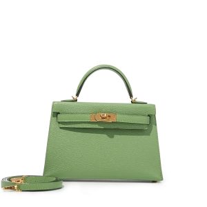 Hermès Kelly Sellier 20 Vert Criquet 3I Chevre Myzore 2021 Z
