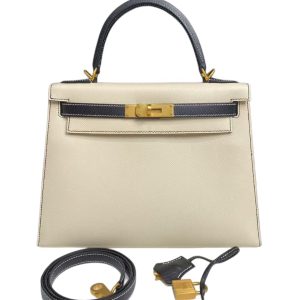 Hermès Kelly Sellier & Bicolor & HSS 28 Black 89, Craie  10 Epsom 2021 Z